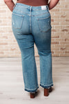 JUDY BLUE Isla Mid Rise Distressed Released Hem Bootcut Jeans