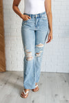 JUDY BLUE Ramona High Rise Rigid Magic Destroyed Straight Jeans