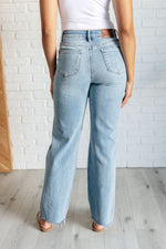 JUDY BLUE Ramona High Rise Rigid Magic Destroyed Straight Jeans