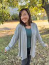 Ribbed Open Front Cardi- Heather Grey