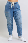 JUDY BLUE Clayton High Rise Cuffed Cargo Denim Jogger