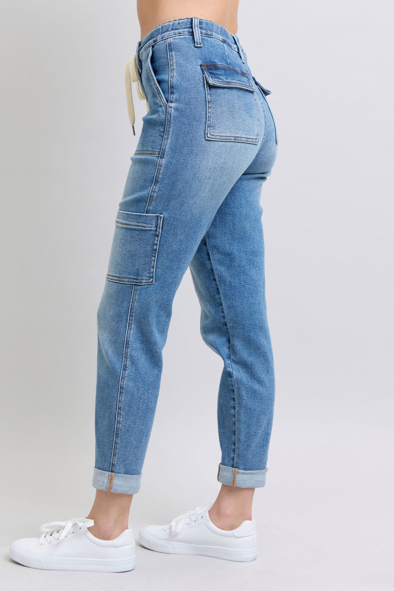 JUDY BLUE Clayton High Rise Cuffed Cargo Denim Jogger