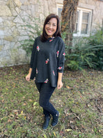 Dolman Sleeve Top- Floral Embroidered