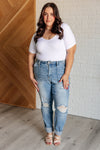 JUDY BLUE Aiden High Rise Patch Pocket Distressed Boyfriend Jeans