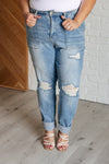 JUDY BLUE Aiden High Rise Patch Pocket Distressed Boyfriend Jeans