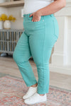 JUDY BLUE Bridgette High Rise Garment Dyed Slim Jeans in Aquamarine