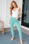 JUDY BLUE Bridgette High Rise Garment Dyed Slim Jeans in Aquamarine