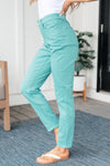 JUDY BLUE Bridgette High Rise Garment Dyed Slim Jeans in Aquamarine