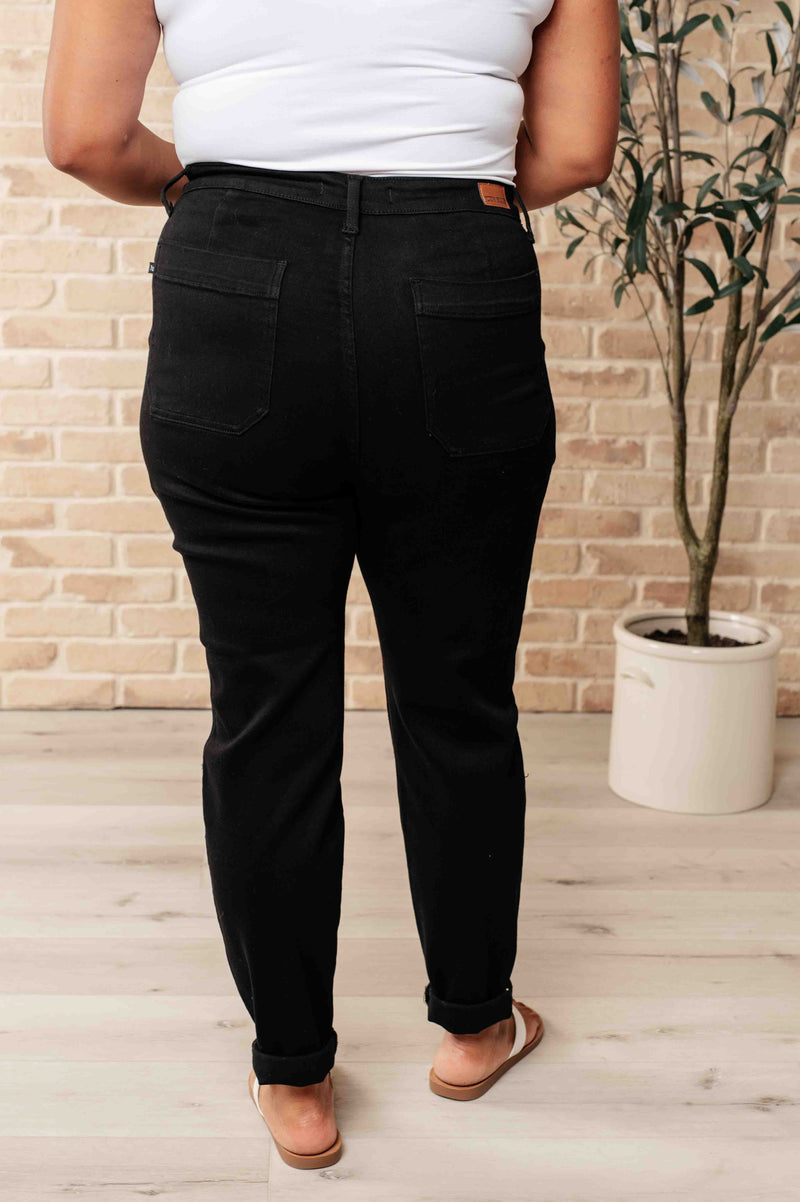 JUDY BLUE Carmen Double Cuff Joggers in Black