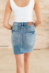 JUDY BLUE Carol High Rise Rigid Magic Denim Skirt