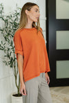 Catch Me Loungin’ Cable Ribbed Knit Top in Burnt Orange