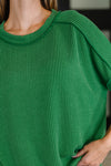 Catch Me Loungin’ Cable Ribbed Knit Top in Dark Green