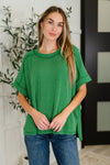 Catch Me Loungin’ Cable Ribbed Knit Top in Dark Green