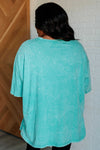 Don't Mind Me Mineral Wash Drop Shoulder Tee in Turquoise