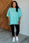 Don't Mind Me Mineral Wash Drop Shoulder Tee in Turquoise