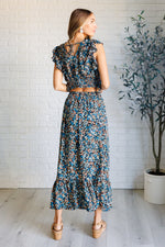 Flutter of Florals V-Neck Crop and Skirt Set