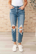 JUDY BLUE Frankie High Waist Distressed Boyfriend Jeans