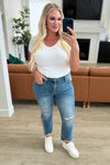 JUDY BLUE Sammy High Waist Distressed Crop Straight Leg Jeans