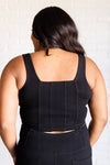 It's All About the Balance Twill Square Neck Crop Top in Black