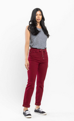 JUDY BLUE Pull On Jogger- Scarlett Red