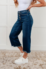 JUDY BLUE Janice High Rise Button Fly Wide Leg Crop Jeans