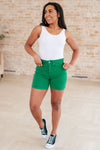 JUDY BLUE Jenna High Rise Control Top Cuffed Shorts in Green