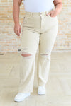 JUDY BLUE Selena High Rise Distressed 90's Straight Jeans in Bone