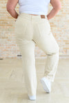 JUDY BLUE Selena High Rise Distressed 90's Straight Jeans in Bone