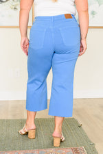 JUDY BLUE Lisa High Rise Control Top Wide Leg Crop Jeans in Sky Blue