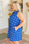 Lizzy Tank Dress in Royal Floral Tile