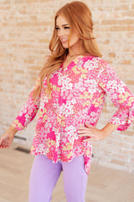 Lizzy Top in Hot Pink and Bubblegum Pink Ditsy Floral