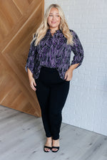 Lizzy Top in Violet and Black Multi Stroke