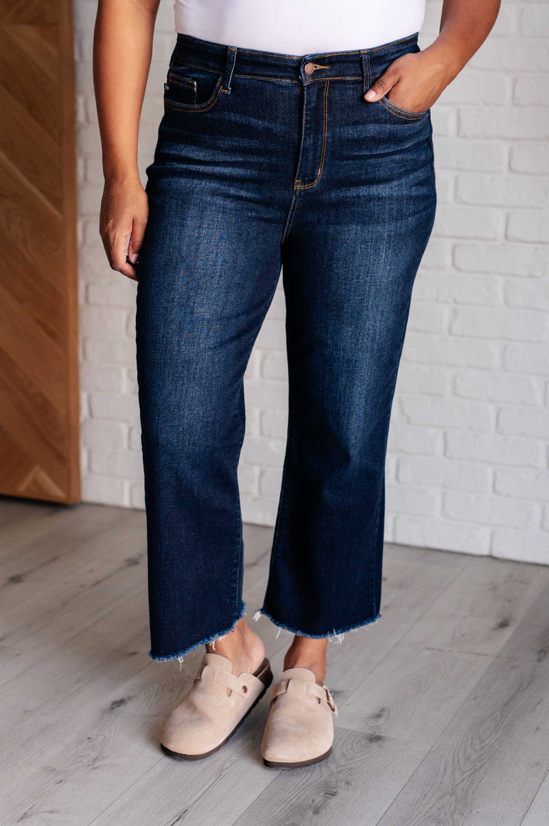 JUDY BLUE Madeline High Rise Cropped Wide Leg Jeans