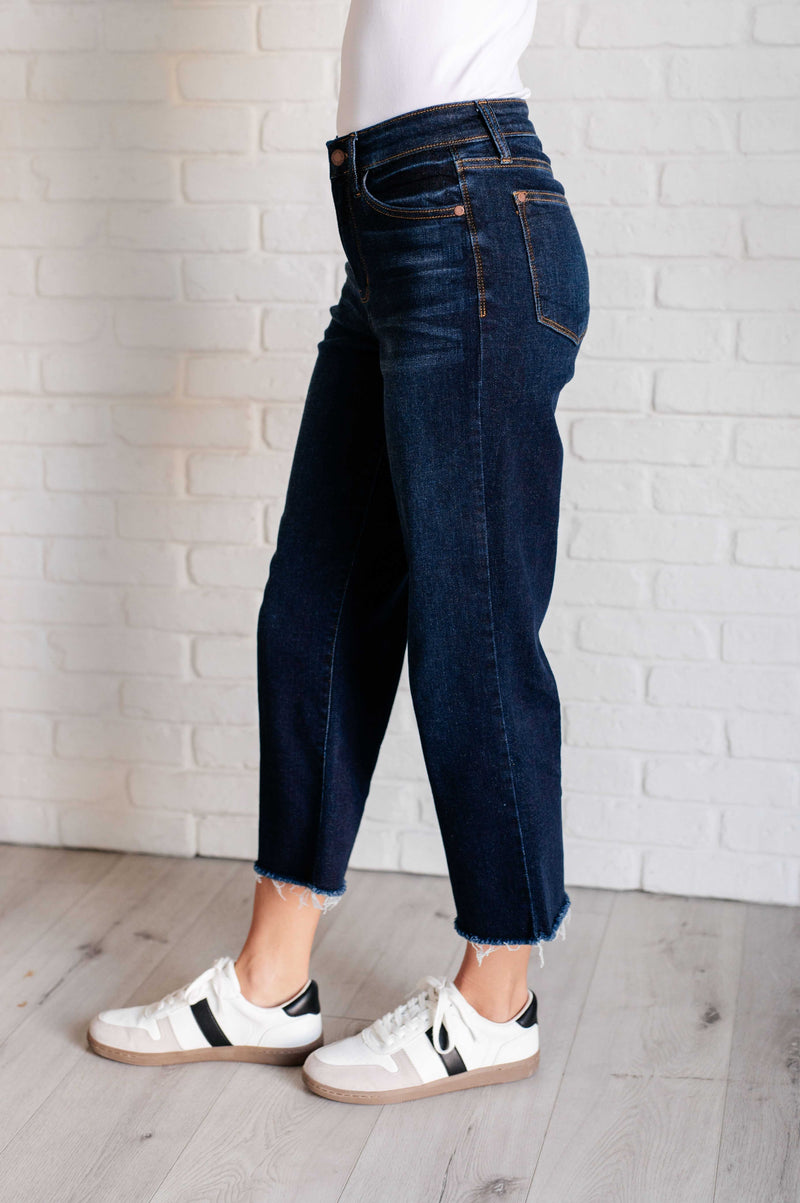 JUDY BLUE Madeline High Rise Cropped Wide Leg Jeans