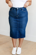 JUDY BLUE Marcy High Rise Denim Midi Skirt