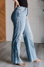 JUDY BLUE Melia High Rise Side Seam Detail Wide Leg Jeans