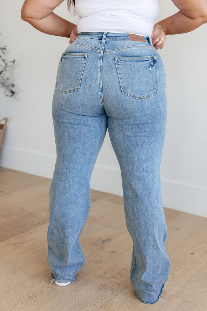 JUDY BLUE Mildred High Rise V Front Waistband Straight Jeans