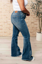 JUDY BLUE Miley High Waist Control Top Frayed Hem Flare Jeans