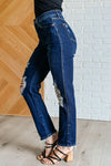 JUDY BLUE Montana High Rise Rigid Magic Distressed Straight Jeans