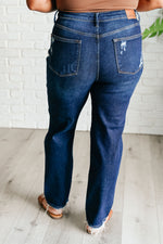 JUDY BLUE Montana High Rise Rigid Magic Distressed Straight Jeans