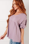 Pleasantly Perfect Bubble Sleeve Peasant Blouse