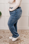 JUDY BLUE Quinn Mid Rise Cell Phone Pocket Dad Jeans