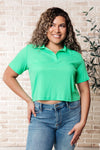 Rory Ribbed Cropped Tennis Tee in Green