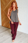 Runner's High Drawstring Joggers in Red Merlot