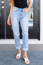 JUDY BLUE Sam Mid Rise Star Pocket Boyfriend Jeans