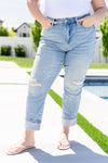 JUDY BLUE Sam Mid Rise Star Pocket Boyfriend Jeans