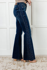 JUDY BLUE Shannon Mid Rise Rhinestone Detail Flare Jeans