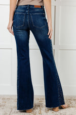 JUDY BLUE Shannon Mid Rise Rhinestone Detail Flare Jeans