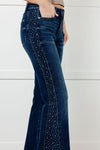 JUDY BLUE Shannon Mid Rise Rhinestone Detail Flare Jeans