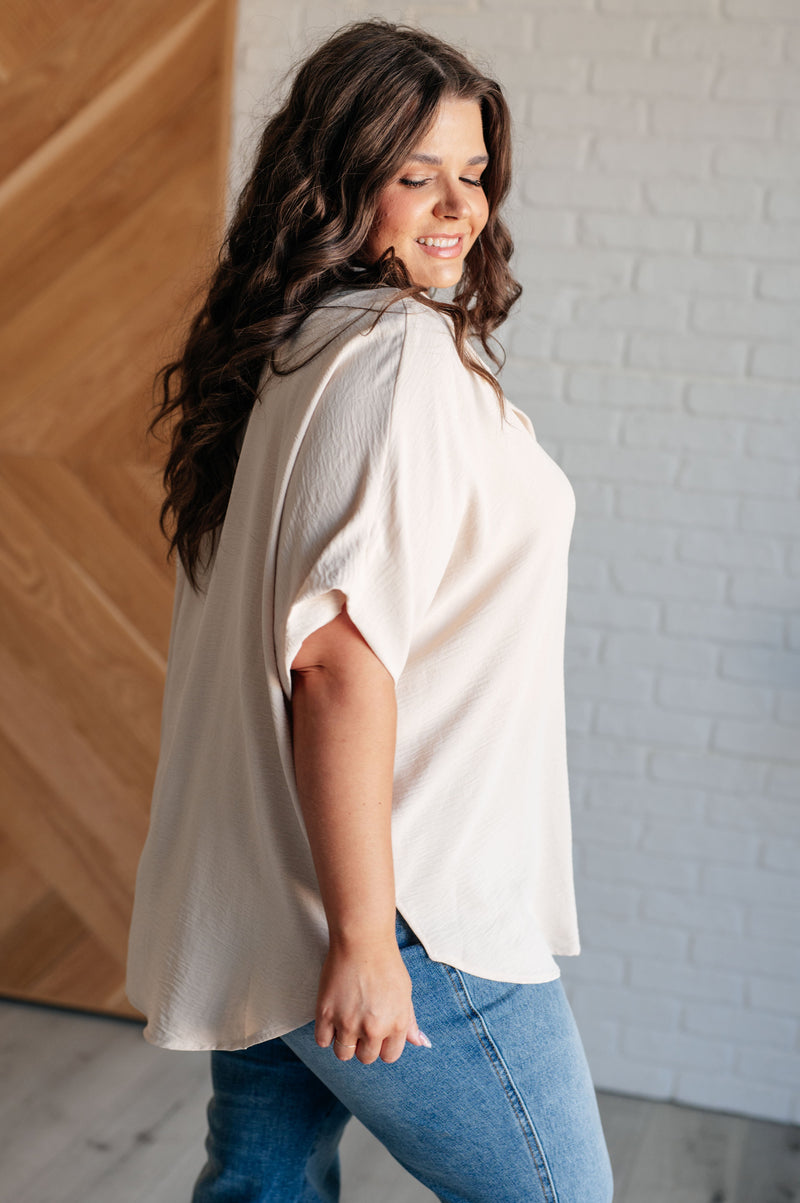 Sweet Simplicity Button Down Blouse in Oatmeal